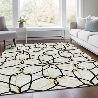Premium Machine Washable Prisco White Rug