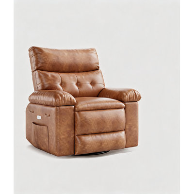 Fauteuil inclinable surdimensionné en cuir polyuréthane, canapé simple pivotant manuel avec accoudoirs rembourrés, poche latérale, fauteuil inclinable confortable très large pour la chambre à coucher du salon