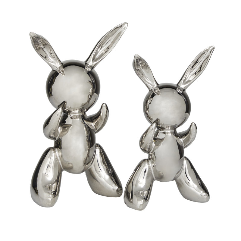 Ensemble de sculptures décoratives en porcelaine, Argent, H 12,20 po x l 3,85 po x P 6,85 po