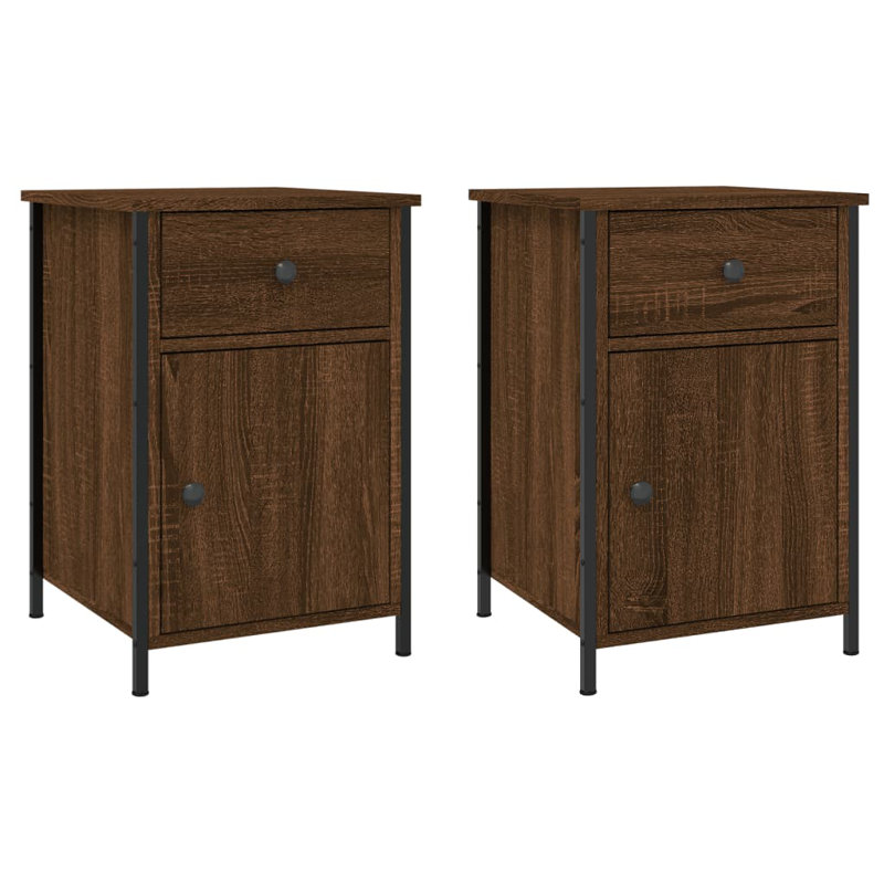 Maybritt 40cm W Bedside Table, Brown Oak, Set of 2