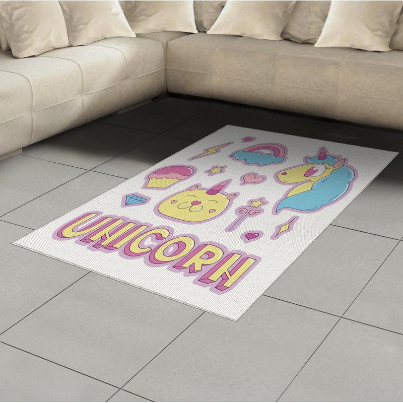 Fontenot Unicorn Cat High Density Long Fiber Poly Threads Decorative Area Rug Carpet, Rectangle 2'7" x 5'