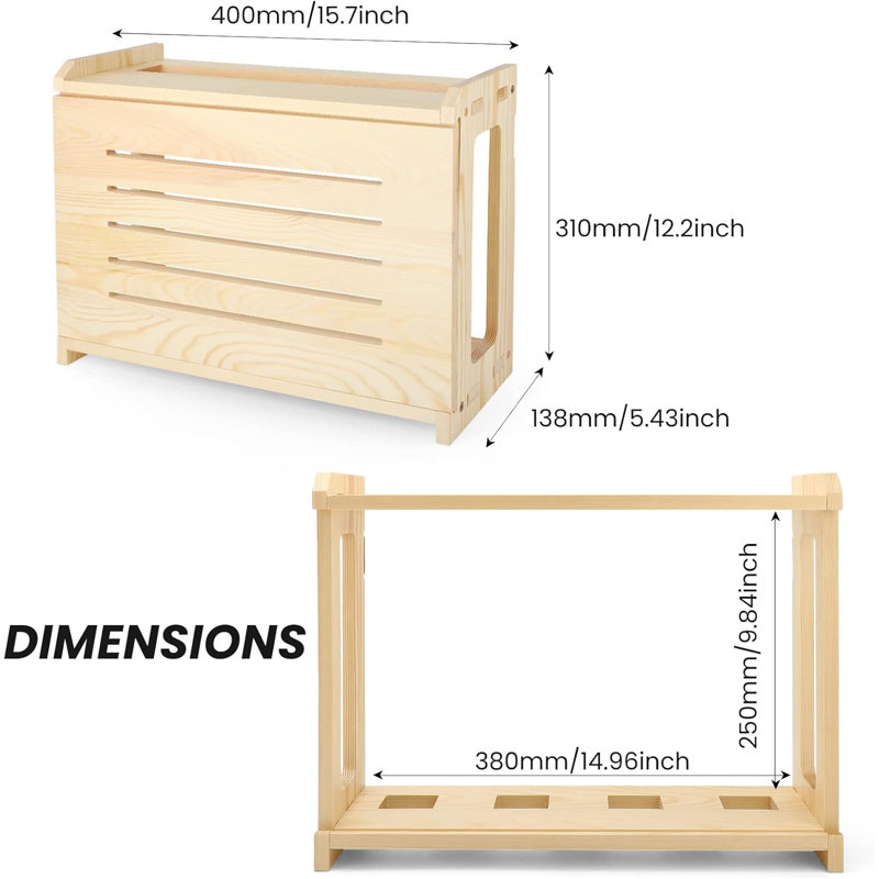 Boîte de rangement en bois, Naturel
