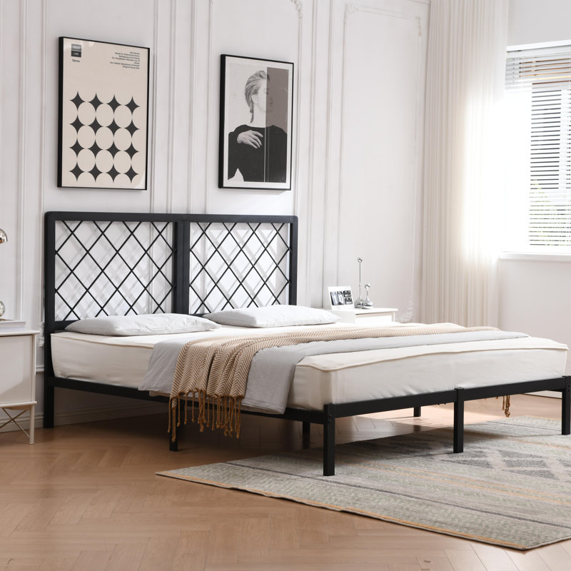 Konrad Metal Platform Bed, Black, King