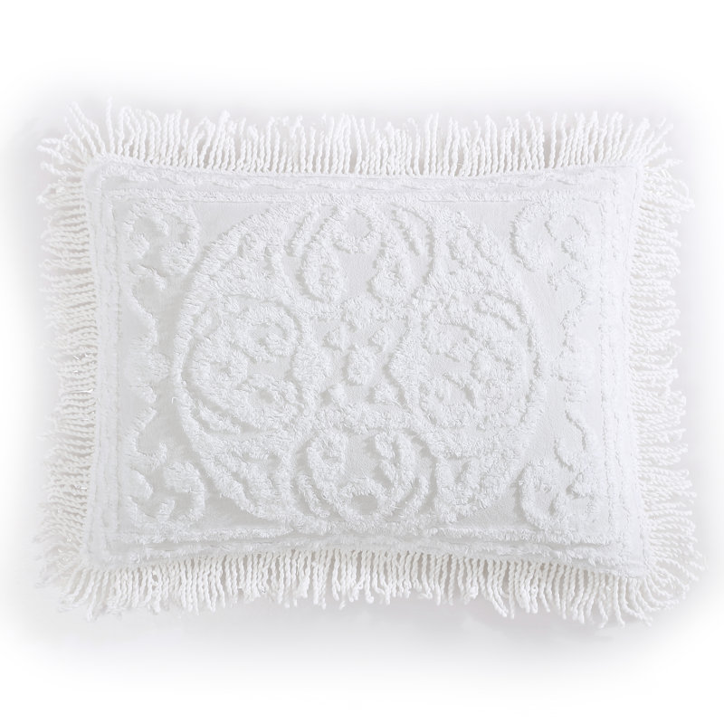 Taie décorative en chenille, Blanc, Taie décorative standard
