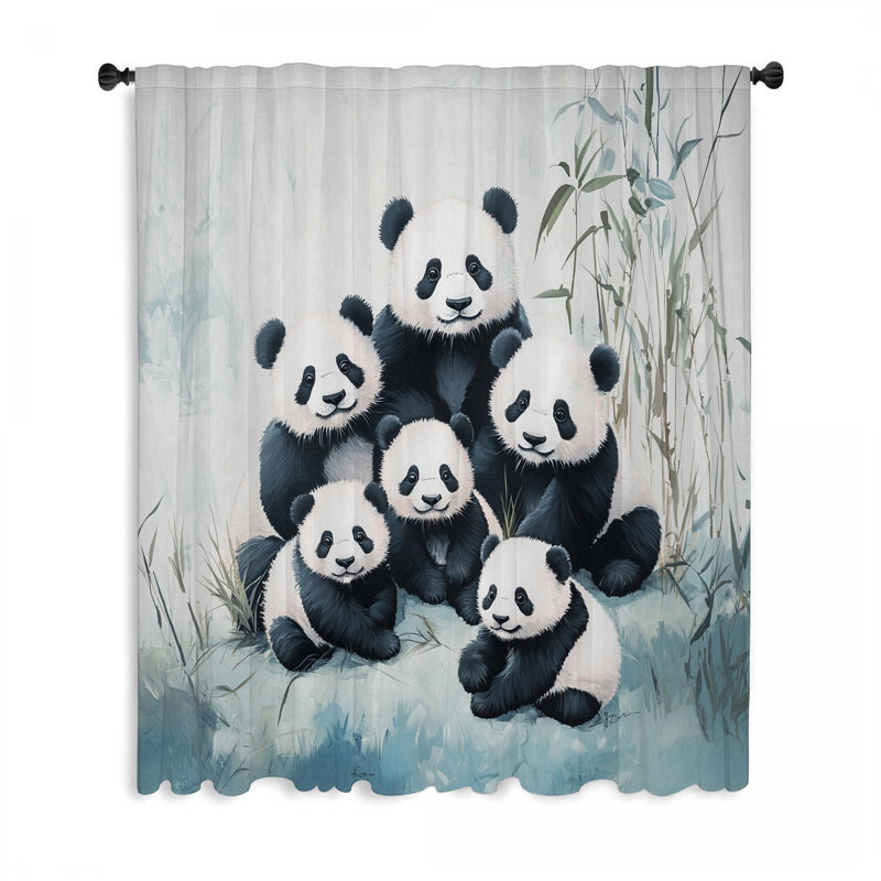 Rideaux de fenêtre Panda Family, L 50 po x L 96 po