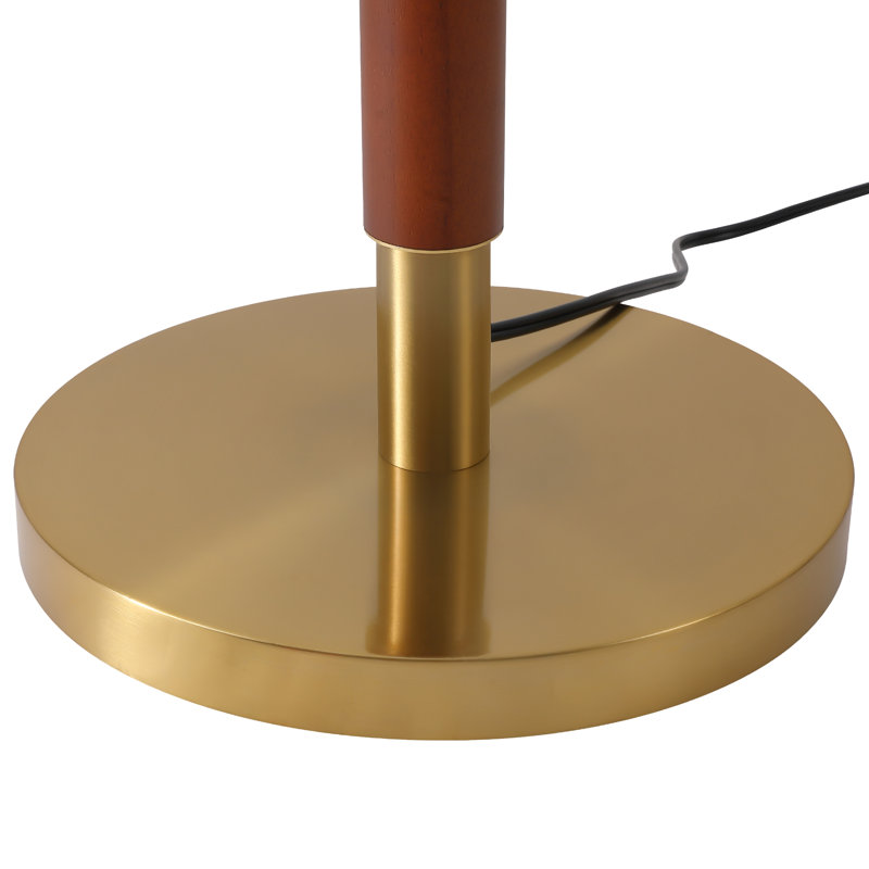 Lampe sur pied en bois massif électroplaquée