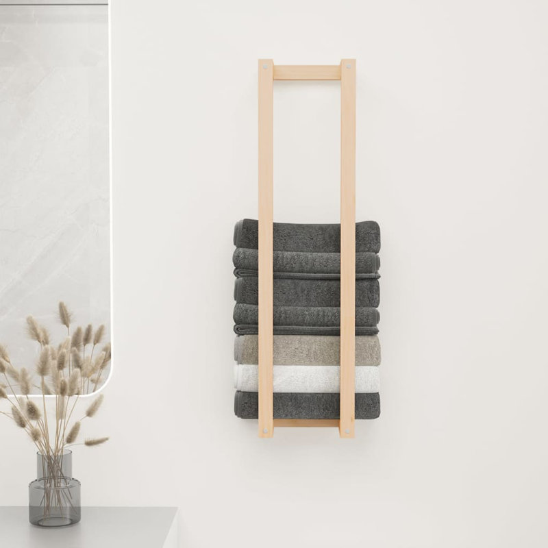 Wood Wall Towel Rack, 90'' H X 23'' W X 18'' D, Beige