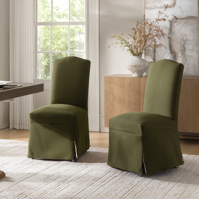 Chaise de salle à manger haute avec pieds amovibles en bois massif de 40 po Albeniz, Moss
