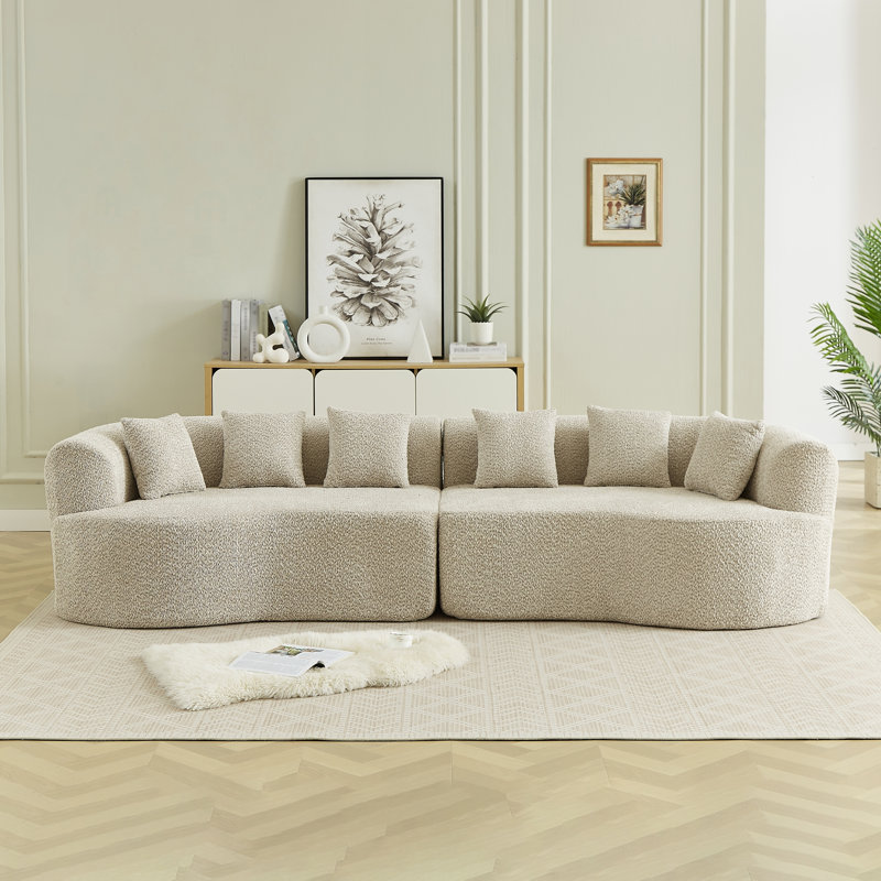 Canapé modulaire incurvé surdimensionné, 111,5 pouces, canapé moderne sans os avec 6 coussins et siège profond, kaki clair