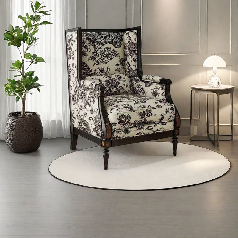 Chaise longue moderne en tissu jacquard simple, White/Black, Black