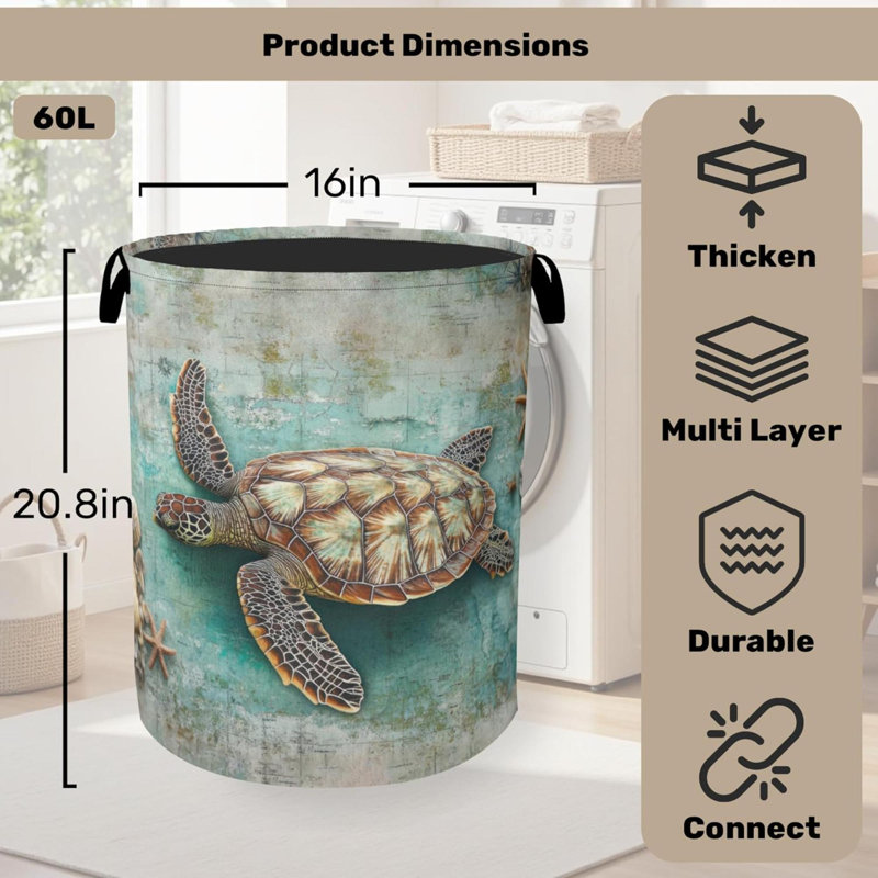 Sac à linge rétro avec panier à linge avec poignées, conception pliable peu encombrante pour chambre d'enfant