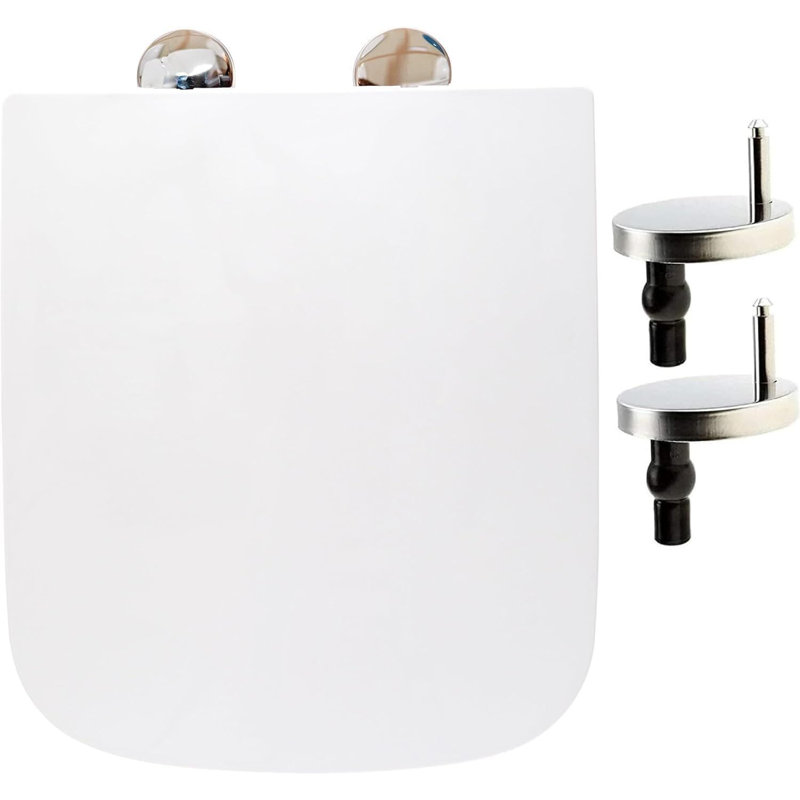 Square Toilet Seat Soft Close Toilet Seat Mute Seat Cover Quick Release Loo Seat Easy Cleaning Easy Installation with Top Fixing & Adjustable Hinges 42L x 36W cm Plastic