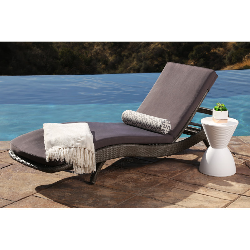 Cleghorn Outdoor Wicker Chaise Lounge , Sunbrella Cushion Included, Seal Gray