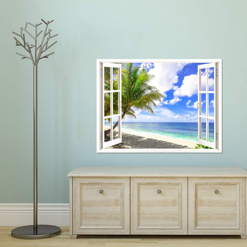 Murale feuille de palmier ombre sur la plage, L 48 po x l 36 po