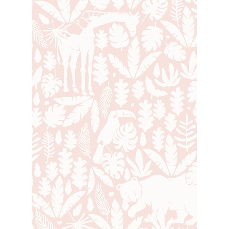 Papier peint adhésif Jungle Animals, Rose tendre