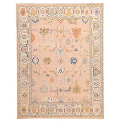 Modern Oushak Salmon Rug 8'11" x 11'9"