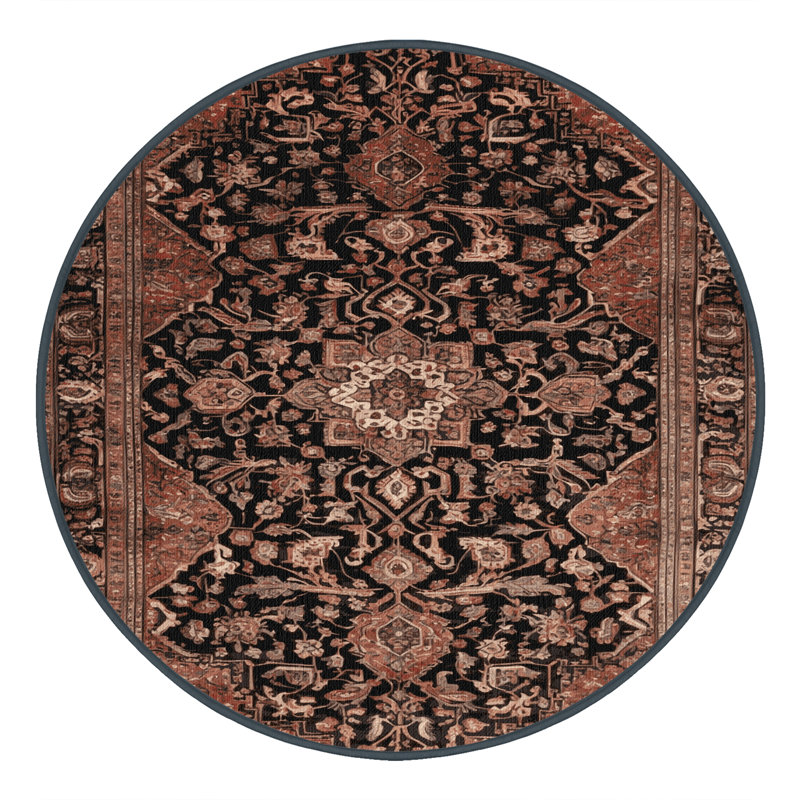 Tapis brun lavable à la machine, Rond 3 pi