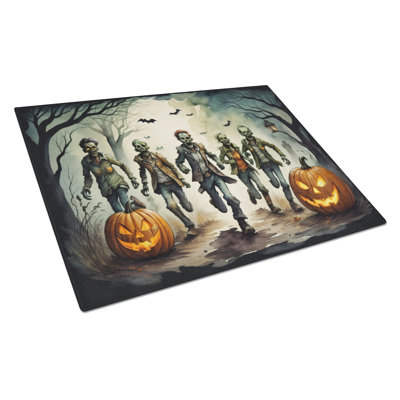 Zombies Spooky Halloween Glass Cutting Board Large