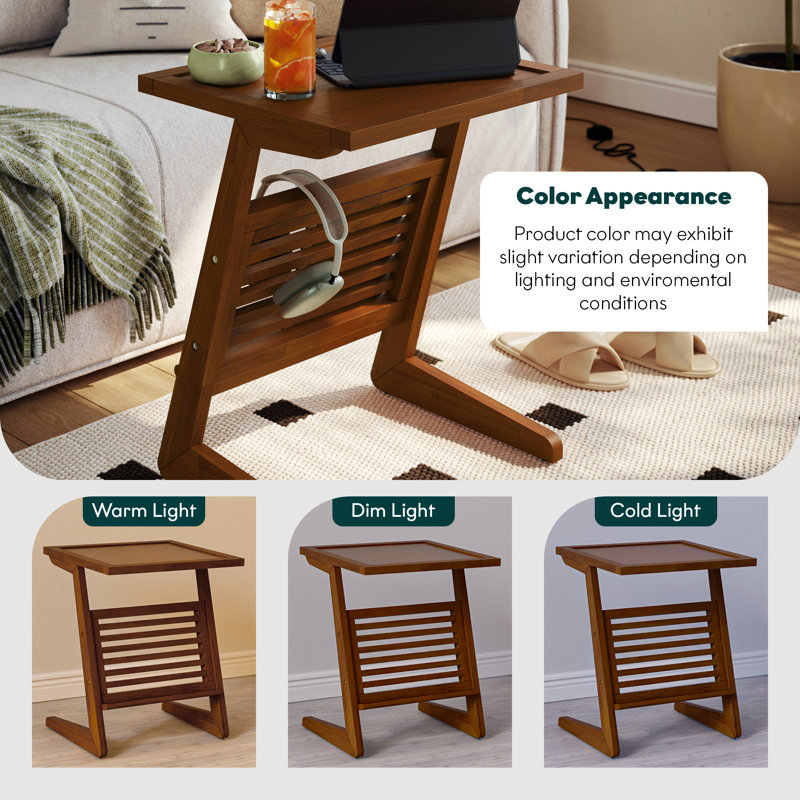 Neil Rubber Wood Nightstand, Milk Chocolate