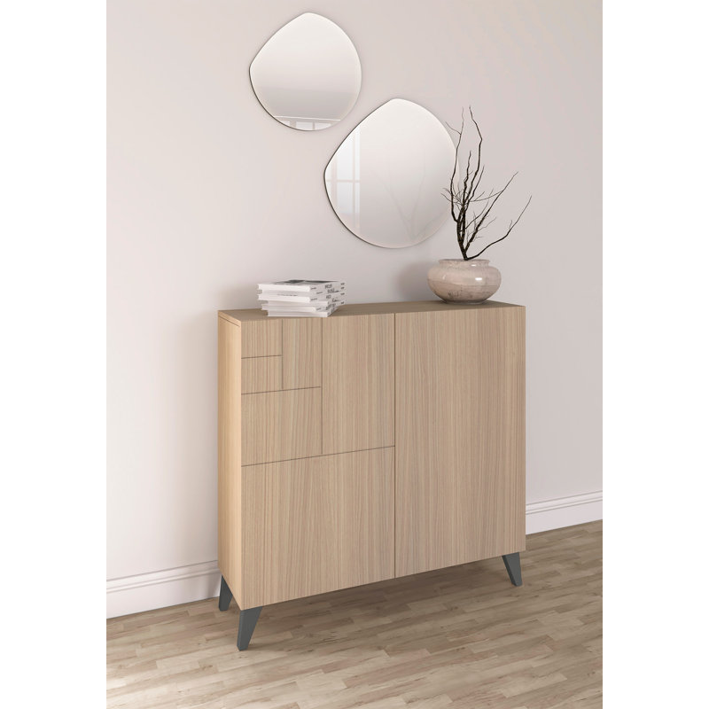12 Pair Shoe Storage Cabinet, Walnut/Grey