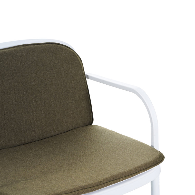 S 3 pièces Patio - Cadre blanc, coussins, 2 fauteuils club et 1, revêtement respirant, poids léger, espace pour le polypropylène confortable