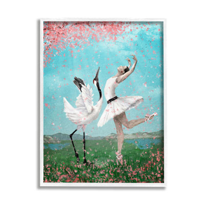 Sureau, cygne, lac, fleurs de cerisier, ballet gris, ferme rustique, estampe numérique, art texturé par Paula Belle Flores