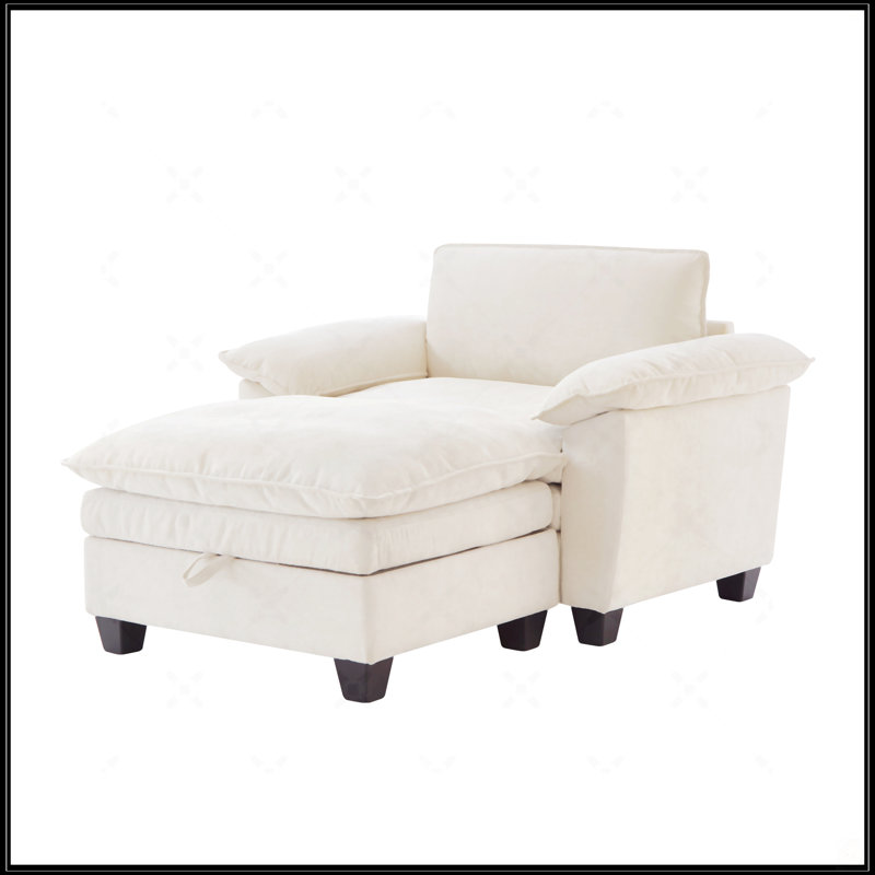 Méridienne surdimensionnée de 51 po avec repose-pieds et rangement, Beige