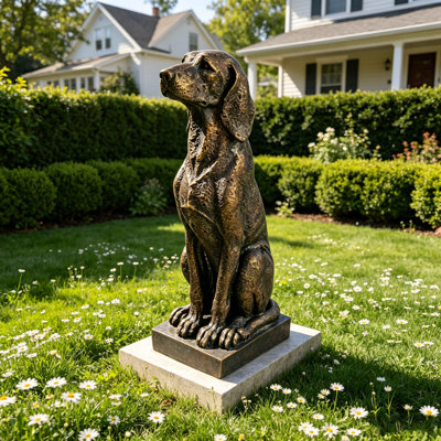 Statue de jardin vintage en résine bronze