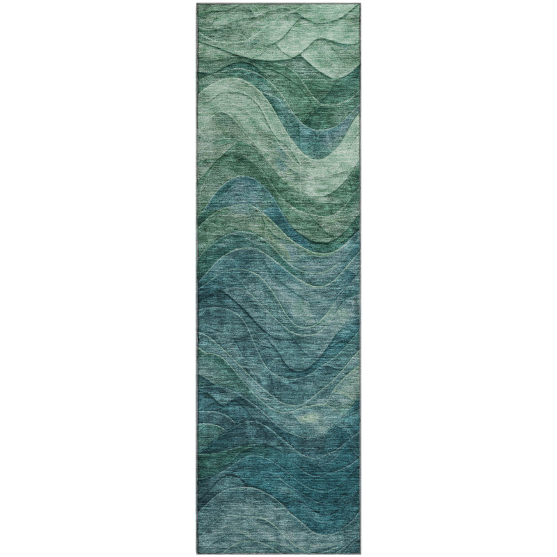 Premium Machine Washable Larock AMF1700 Swirls Rug, Runner 2'3" x 7'6"