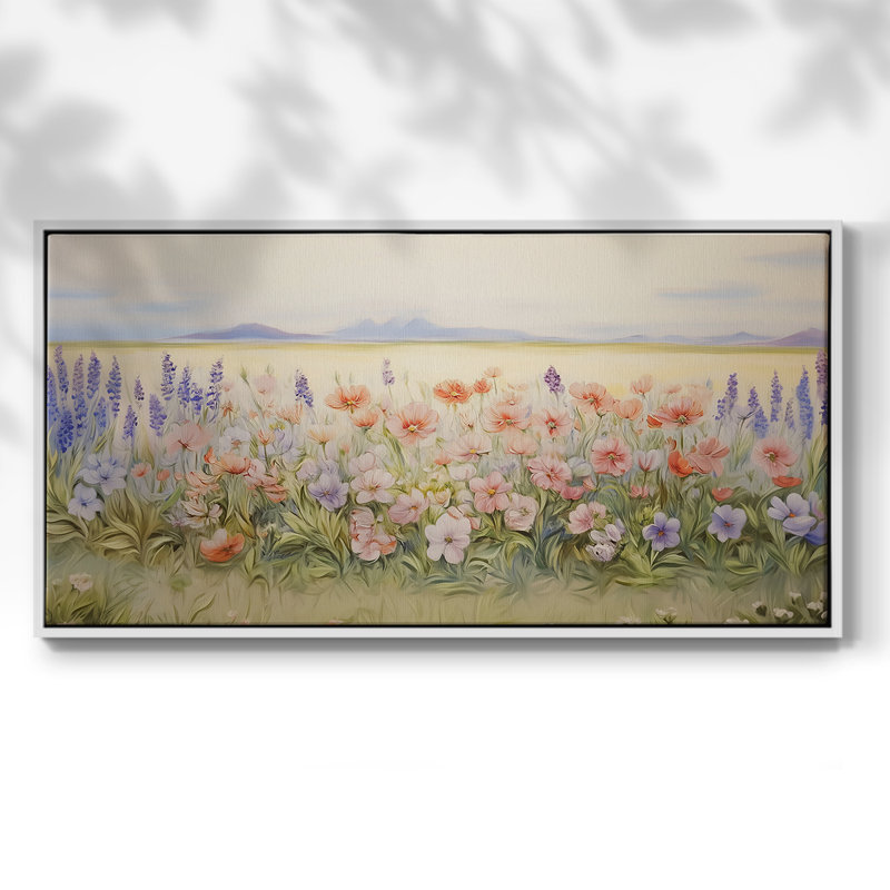 Botanical Series-CCXLIV- Toile tendue avec châssis tendue, prête à être accrochée, H 17 po x l 33 po, Blanc