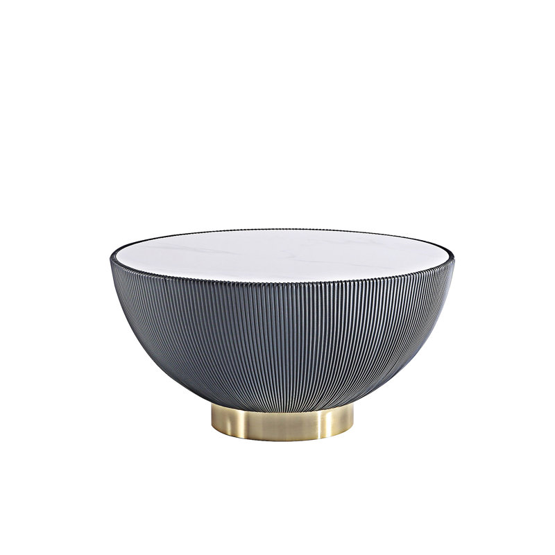 Sintered Stone Top Upholstered Coffee Table, Black