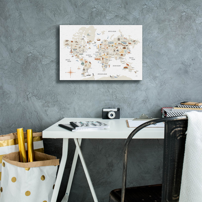 «Around The World 1» par Laura Marshall, art mural sur toile, H 12 po x l 18 po x P 0,75 po