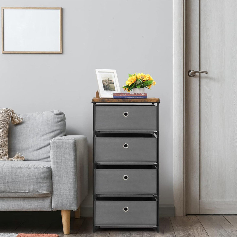 Mynesha 4 Drawer Storage Drawer, Gray