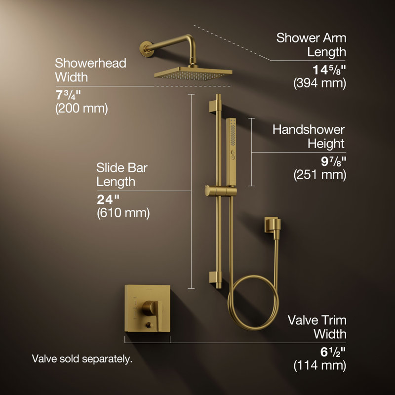 Ensemble de douche Honesty Rite-Temp 2,5 GPM, Laiton brossé