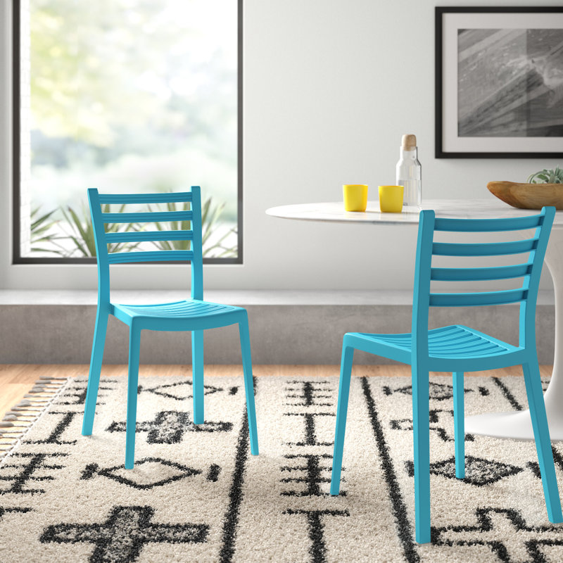 17.52'' H Stacking Side Chair, Blue, 2