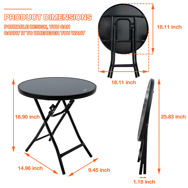 Borgeson 18.11 L x 18.11 W Outdoor  Coffee Table, Black