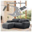 Canapé modulaire en L gris foncé avec méridienne moelleuse, canapé modulaire moelleux avec coussins décoratifs, aucun assemblage requis-1390889121