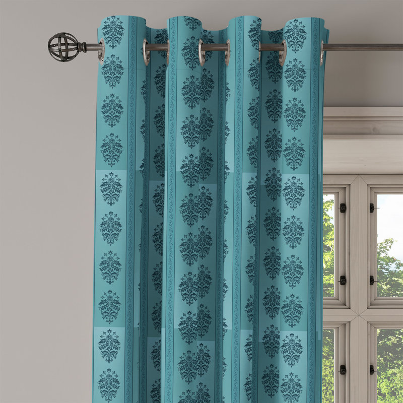 Rideau décoratif à 2 panneaux avec rideaux à œillets East Urban Home, 50 po, bleu pétrole, L 50 po x L 108 po