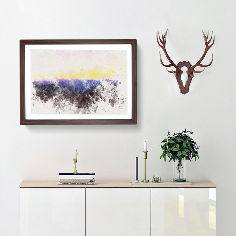 Sunrise over the World - Picture Frame Graphic Art Print, 24cm H x 33cm W x 2cm D, Walnut Framed