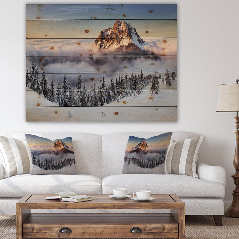 «Winter Mountain Landscape», photographie, H 30 po x l 40 po x P 1,5 po, Bois