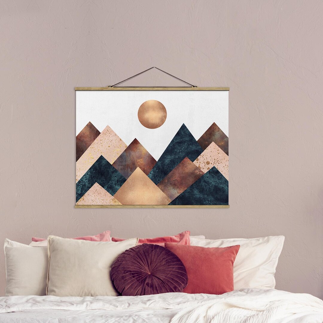 Grafikdruck Geometric Mountains Bronze von Elisabeth Fredriksson