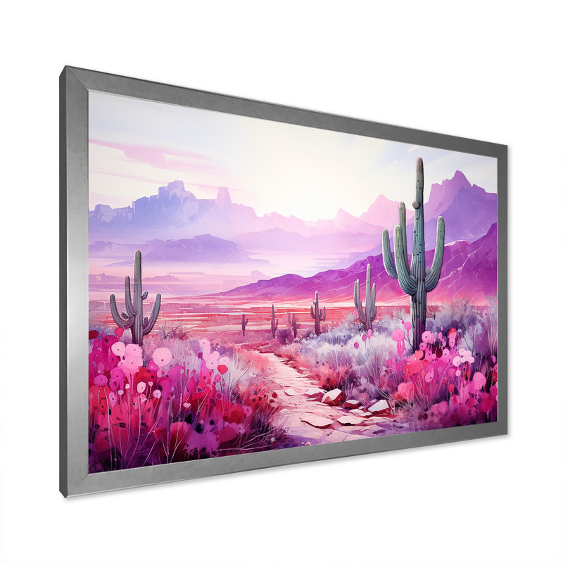 Cactus magenta mirage sur toile, H 34 po x l 44 po x P 1,5 po, Cadre simple argenté