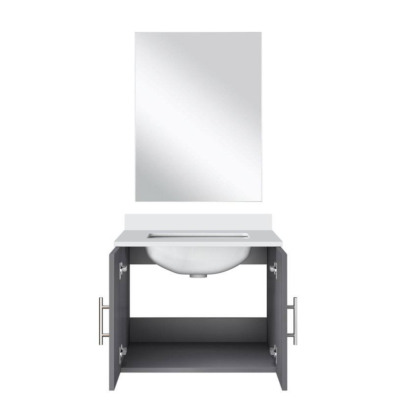 Single Bath Vanity 24 In. W X 22 In. D, Quartz Countertop And 18 In. Mirror