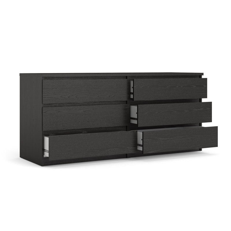 Emanuelle 153.8cm W 6 - Drawer Chest of Drawers, Black