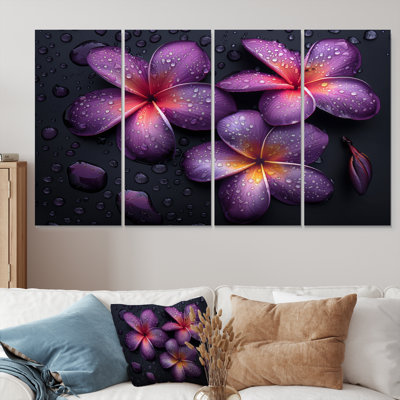 Mauve, gris, Plumeria Moody Majesty III - ensemble d'art sur toile Plumeria