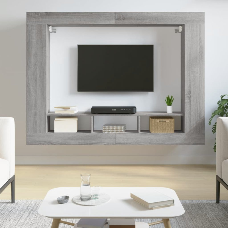 Marisabel TV Cabinet 152x22x113 cm Engineered Wood, Grey Sonoma