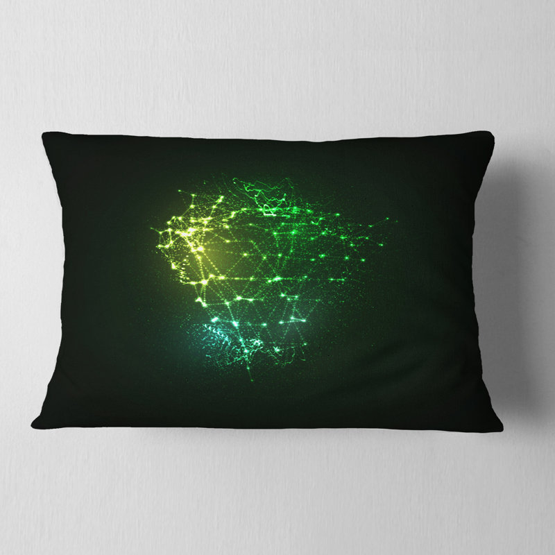 Green Glow Particles - coussin imprimé abstrait