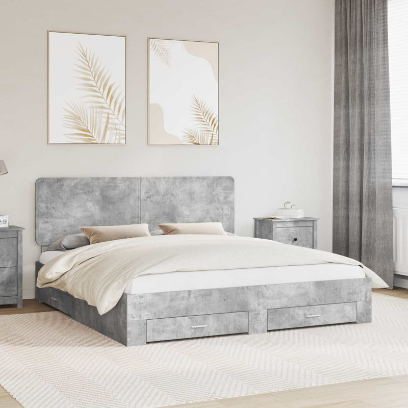 Bed, 180 x 200cm, Concrete Grey