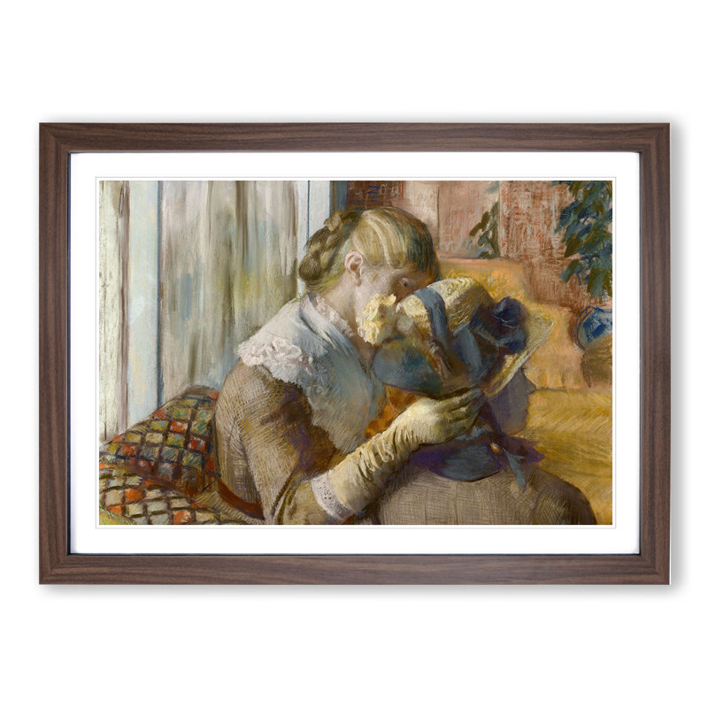 At the Milliners by Edgar Degas - Picture Frame Painting, Walnut Framed, 48cm H x 65cm W x 2cm D