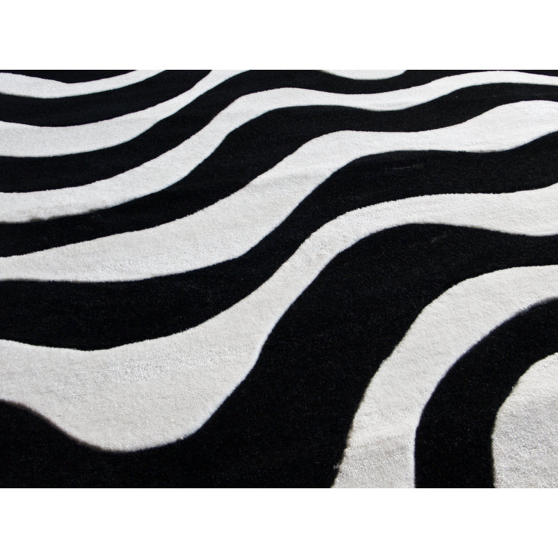 Tapis noir Mikel Ziggy, Rectangle 7 pi 7,2 po x 9 pi 6 po